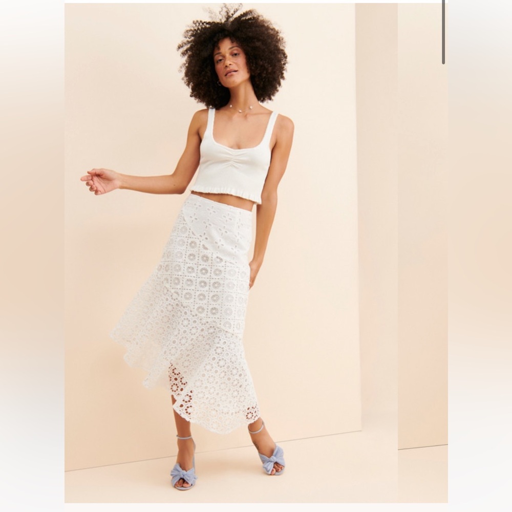 G.P.D. Mixed Eyelet Asymmetrical Skirt